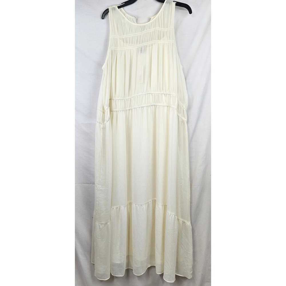 NWT A New Day Womens S,‎ M, XL, XXL Cream Tiered Maxi Dress Boho Fairy Hippie